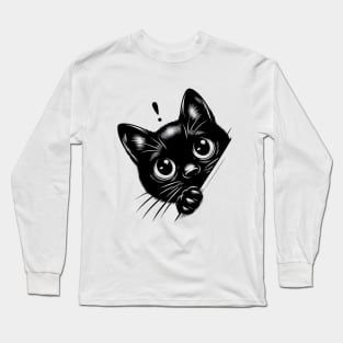 Black Cat Peeking Long Sleeve T-Shirt